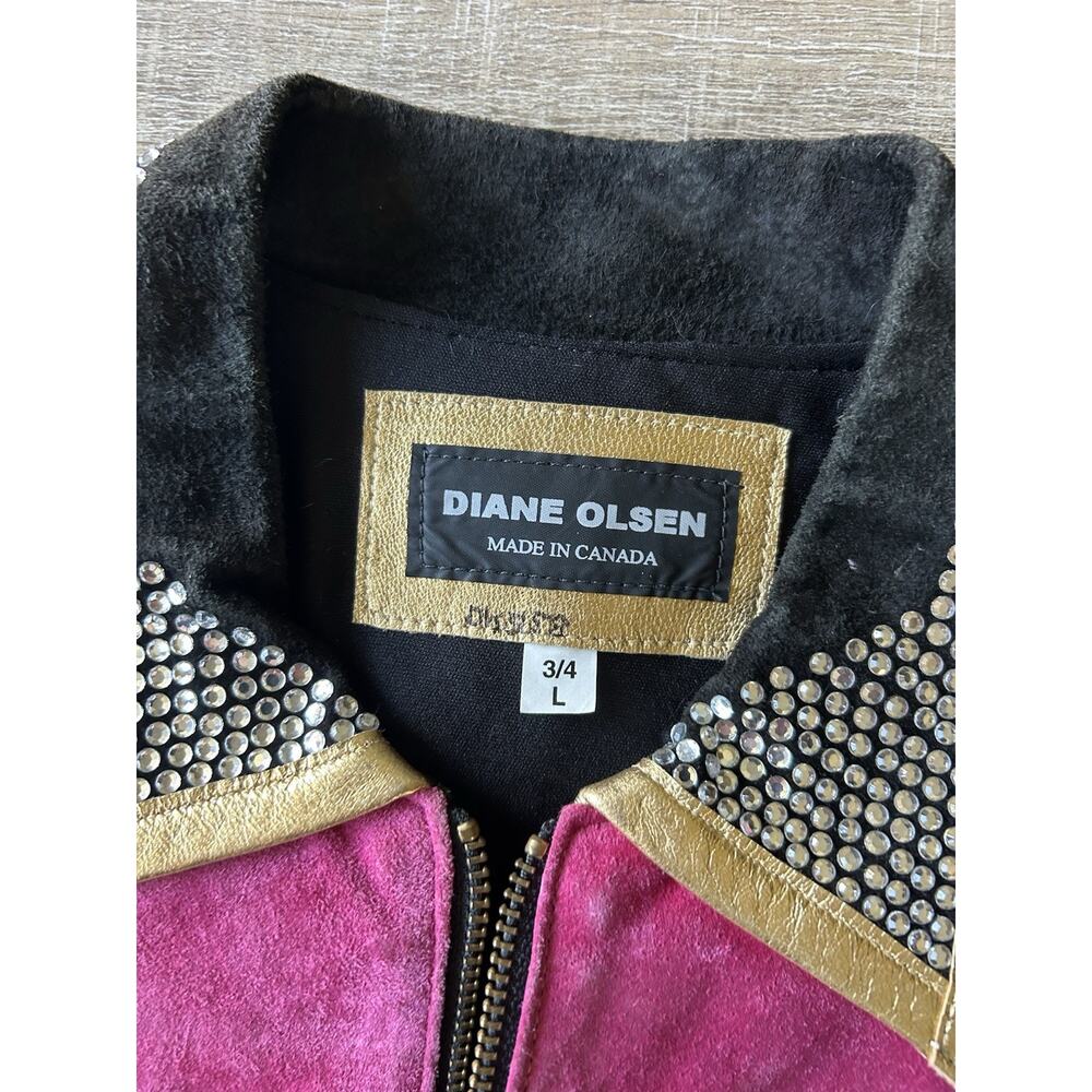 Diane Olsen Canada Lambskin Suede Art Vest Rhinestone Floral Painted Vest Set L - Picture 5 of 16